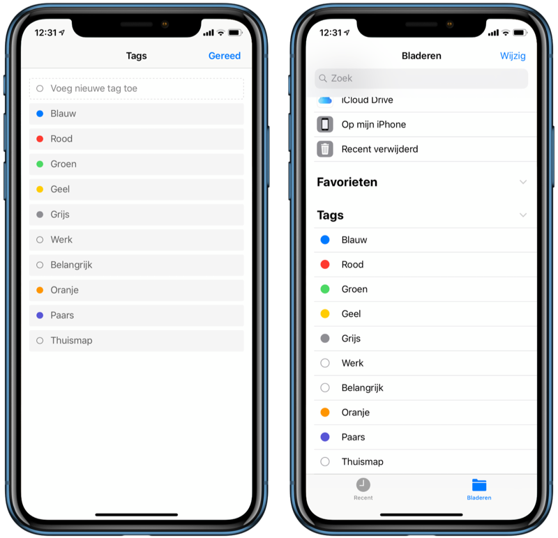Tags toevoegen in Bestanden-app.
